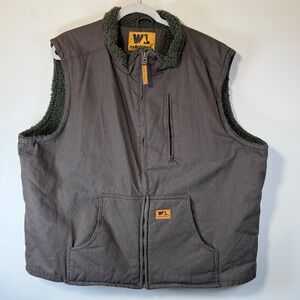 Wells Lamont Sherpa Lined Vest Dark Grey‎ Workwear Canvas Chore Vest Men's XXL